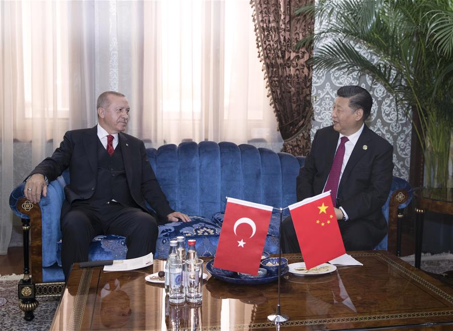 TAJIKISTAN-DUSHANBE-XI JINPING-TURKISH PRESIDENT-MEETING