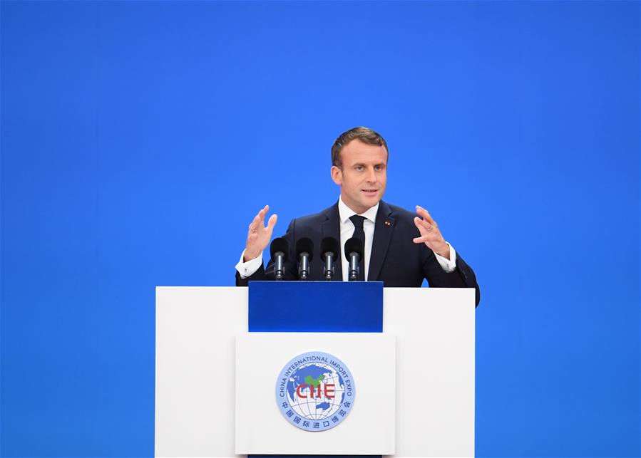 (CIIE)CHINA-SHANGHAI-CIIE-OPENING CEREMONY-FRENCH PRESIDENT (CN)