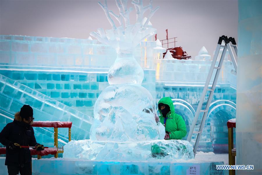 CHINA-HEILONGJIANG-ICE SCULPTURE-COMPETITION (CN)