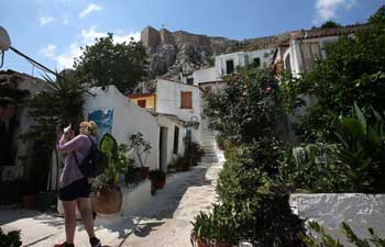 Scenery of Anafiotika in Greece