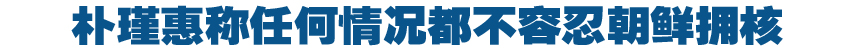 韩国总统朴瑾惠：任何情况都不容忍朝鲜拥核